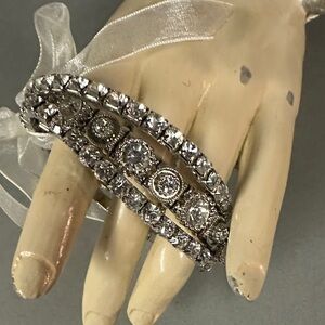 Dressbarn Silver Rhinestone Bracelet Set Bundle of Three NWT